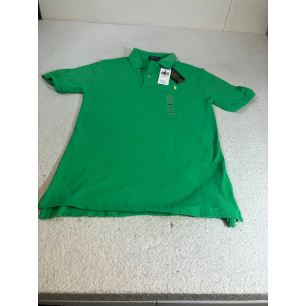 Polo Ralph Lauren Kids Green Cotton Mesh Short Sleeve Polo Shirt YL 14-16 NWT